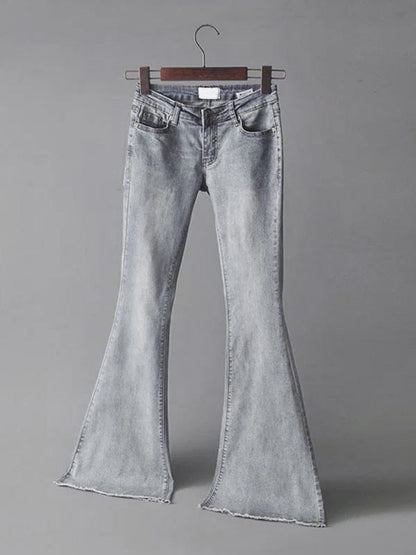 Jeans For Women Fashion Bell Bottoms Zipper Fly Button Fly Blue Denim Pants