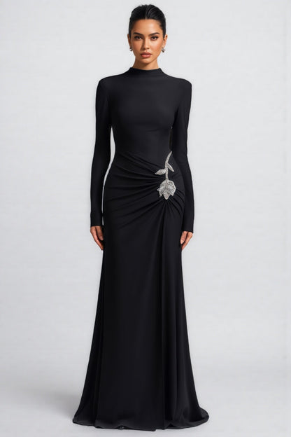 Dulio Black Rhinestone Floral Maxi Dress