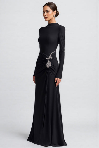 Dulio Black Rhinestone Floral Maxi Dress