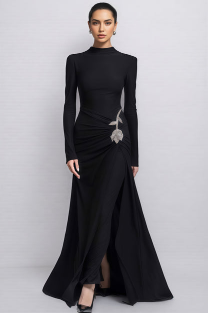 Dulio Black Rhinestone Floral Maxi Dress