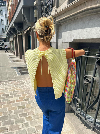 Amy | Cardigan Knitted Backless Top