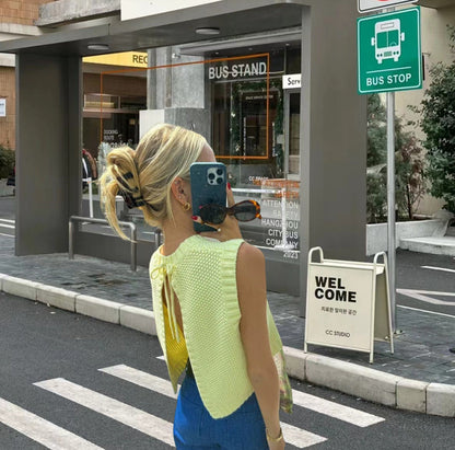 Amy | Cardigan Knitted Backless Top