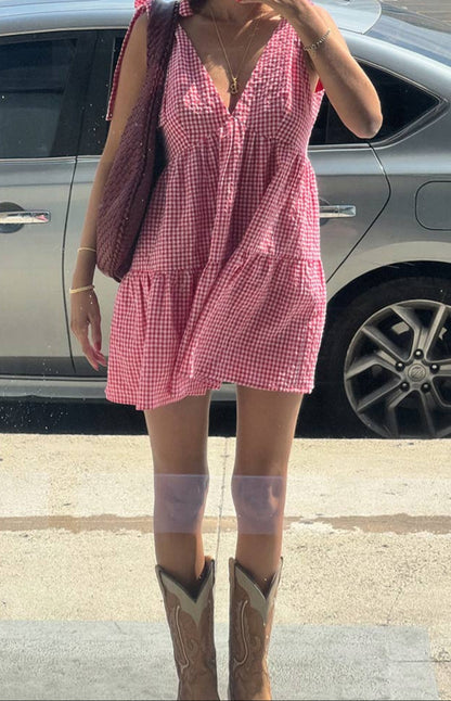 Allegra Red Gingham Mini Dress