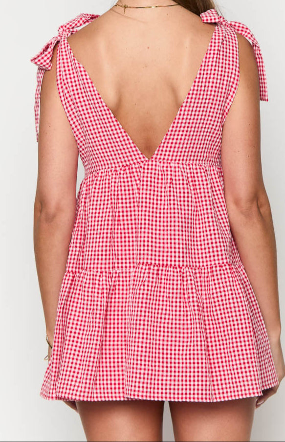 Allegra Red Gingham Mini Dress
