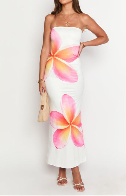 Ginevra White Frangipani Maxi Dress