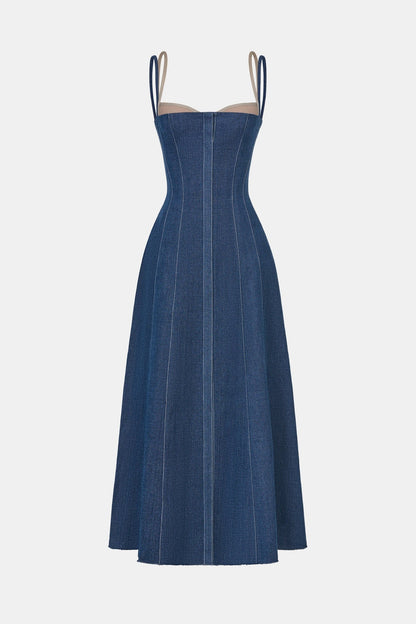 Abeje Corset Denim Midi Dress