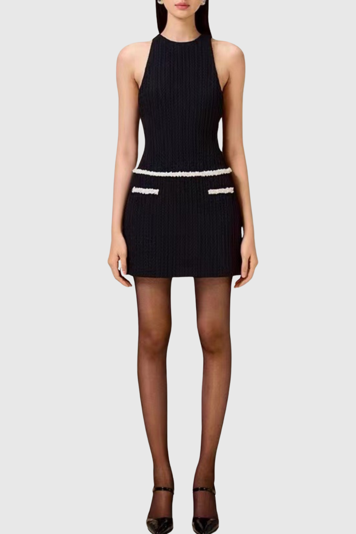 Abene Bow Beaded Embellished Knit Cape - Black