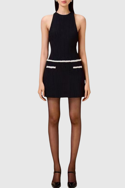 Abene Bow Beaded Embellished Knit Cape - Black