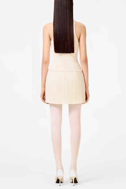 Abene Bow Beaded Embellished Knit Cape - White