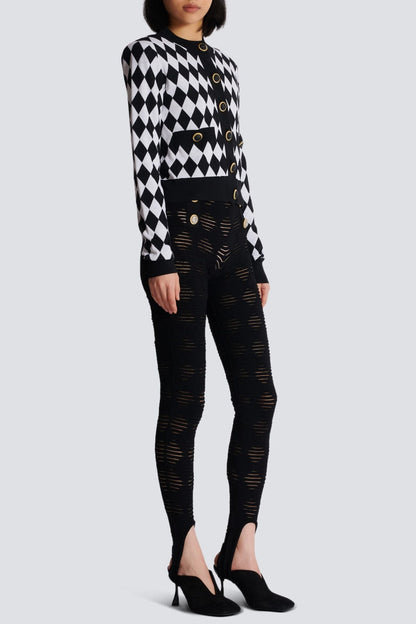 Abiga Diamond Jacquard Knit Cardigan