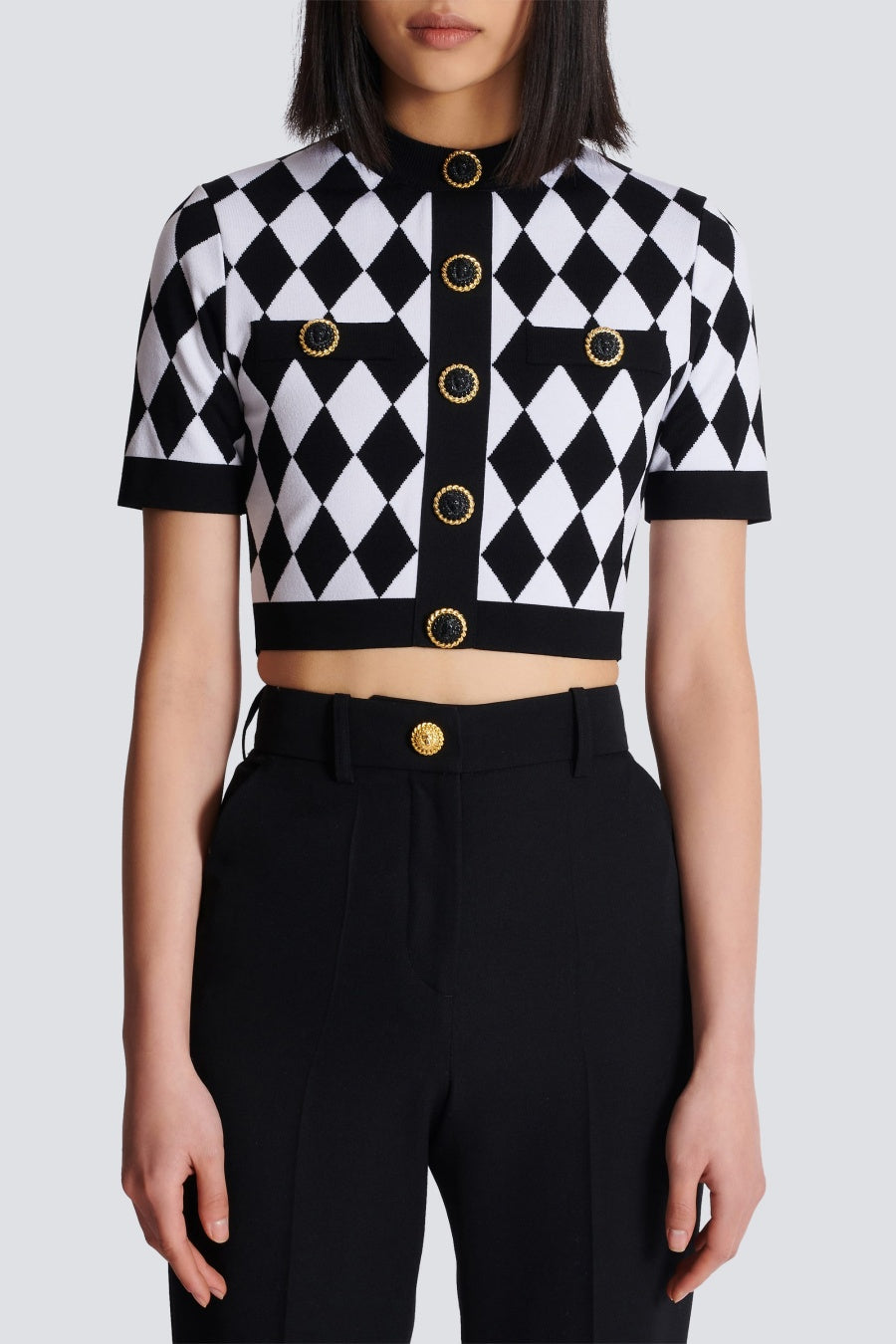 Abiga Diamond Jacquard Knit Top