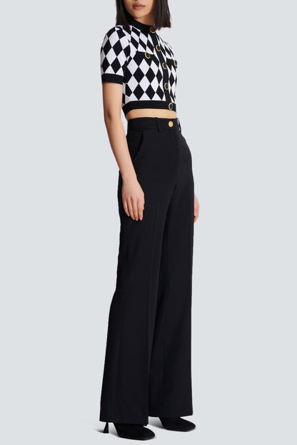 Abiga Diamond Jacquard Knit Top