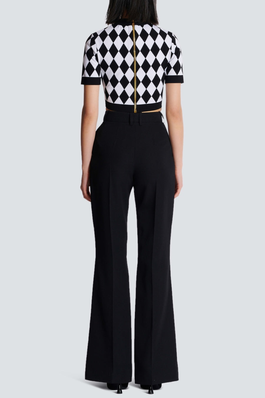 Abiga Diamond Jacquard Knit Top