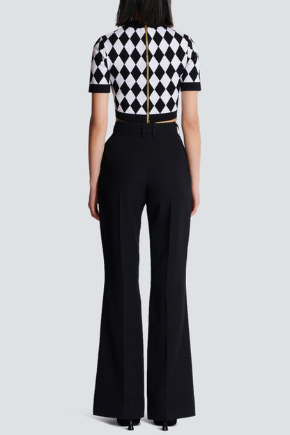 Abiga Diamond Jacquard Knit Top