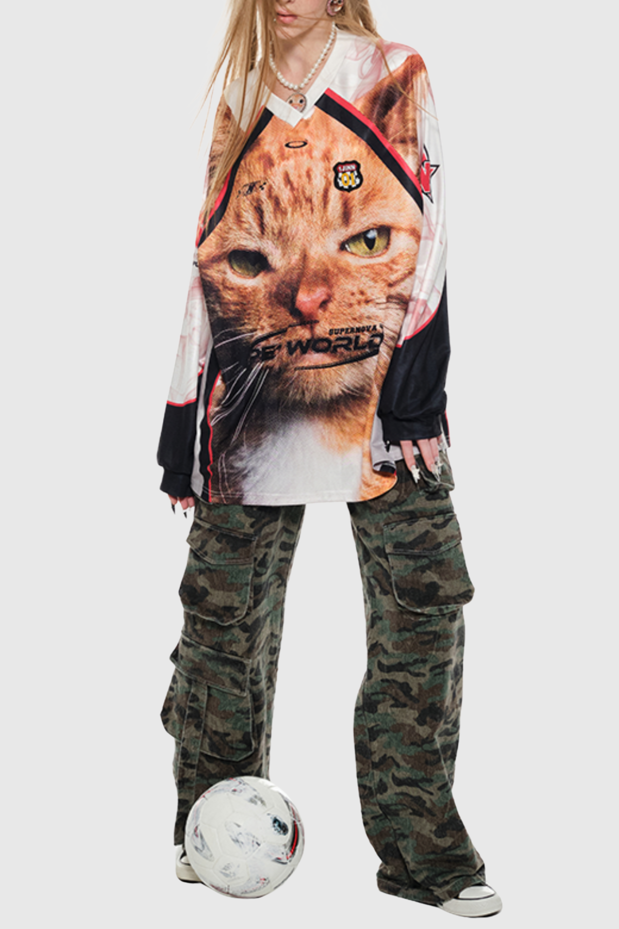 Acorn Pet Print Jersey - Ginger Cat