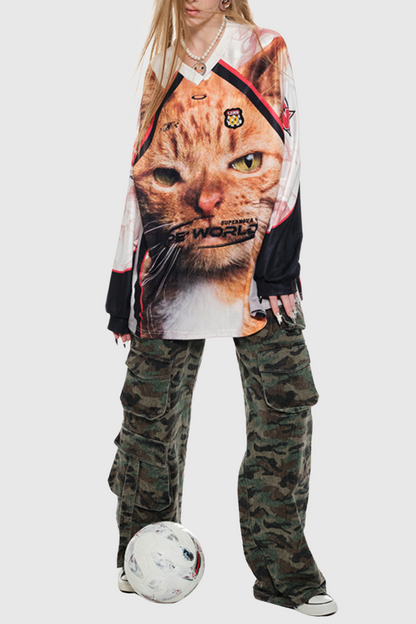 Acorn Pet Print Jersey - Ginger Cat