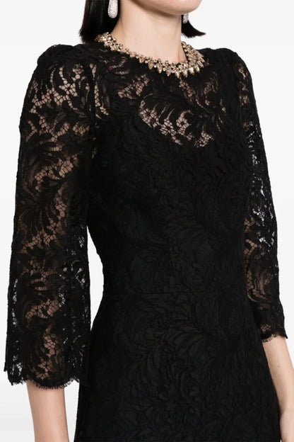 Acotas Lace Crystal-embellished Midi Dress - Black