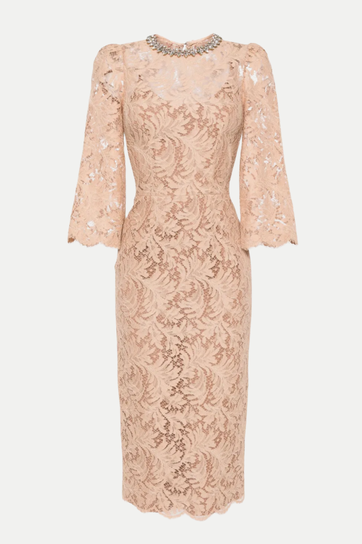 Acotas Lace Crystal-embellished Midi Dress - Nude
