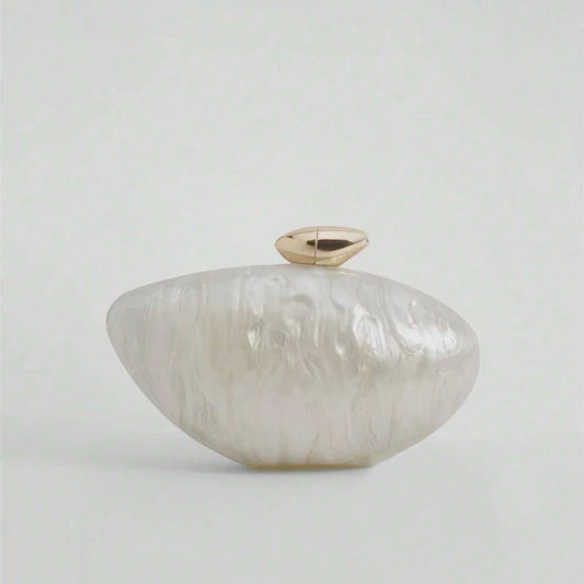 Acrylic Egg Shaped Designer Evening Party Handbag Pearl Shell Purse