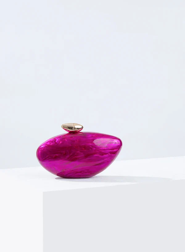 Acrylic Egg Shaped Designer Evening Party Handbag Pearl Shell Purse