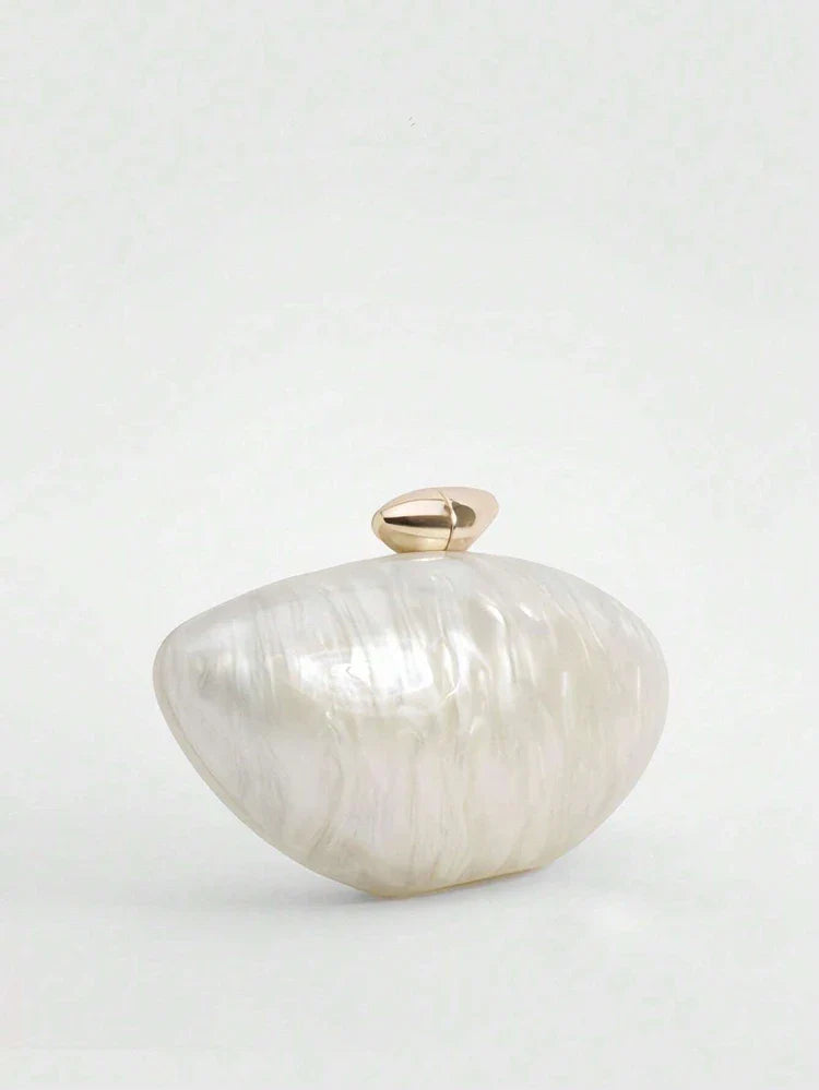 Acrylic Egg Shaped Designer Evening Party Handbag Pearl Shell Purse