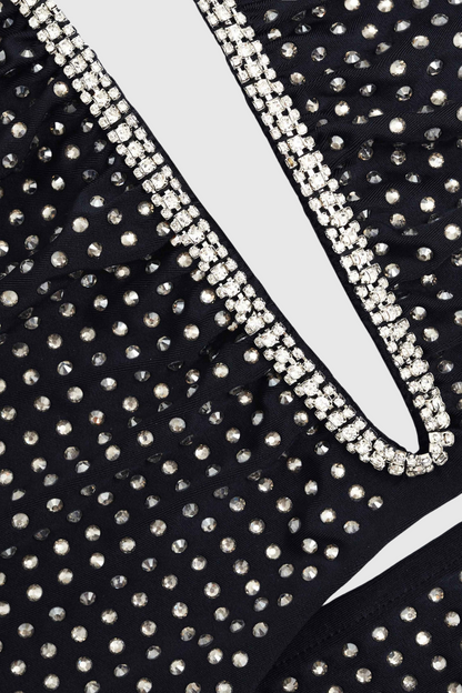 Addax Strapless Crystal Cutout Maxi Bandage Dress