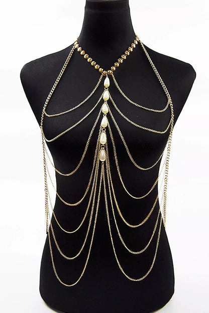Adelynn Bikini Tassel Pearl Body Chain