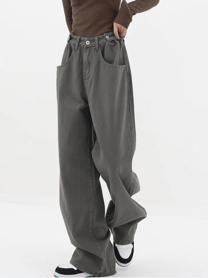 Adjustable Waist Baggy Denim Jeans