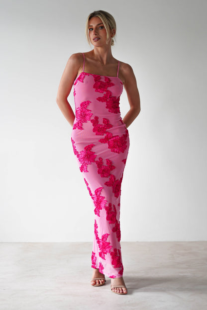 Adorelle - Soft Bloom - Floral Mesh Maxi Dress