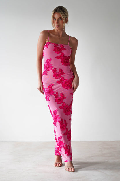 Adorelle - Soft Bloom - Floral Mesh Maxi Dress