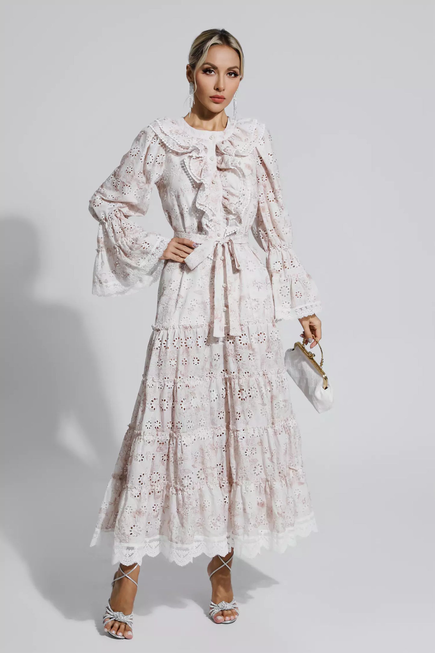 Adrianna Khaki Lace Ruched Maxi Dress