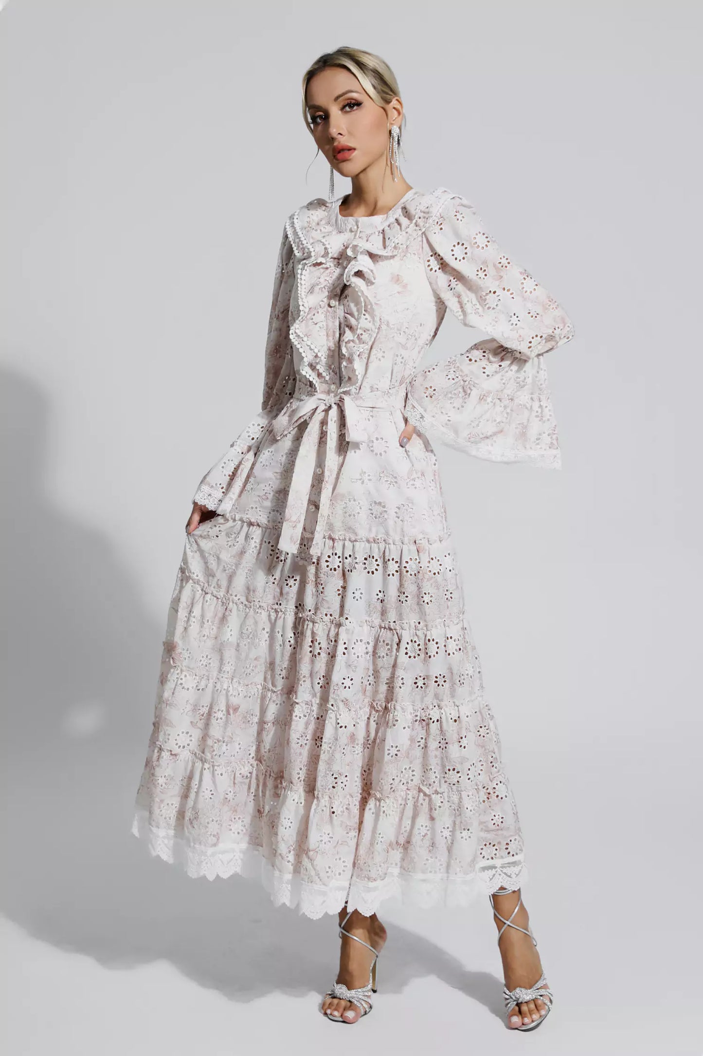 Adrianna Khaki Lace Ruched Maxi Dress