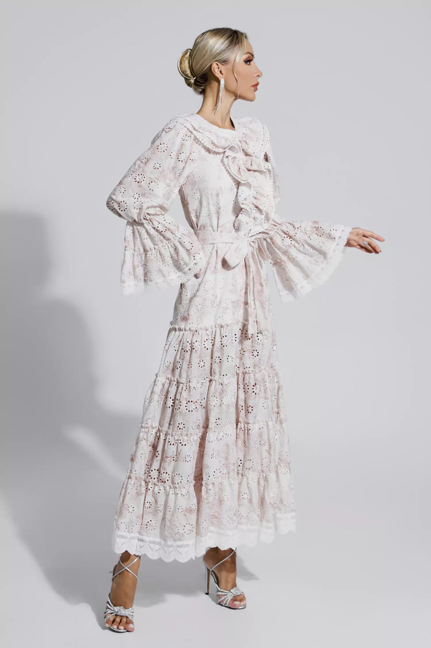 Adrianna Khaki Lace Ruched Maxi Dress