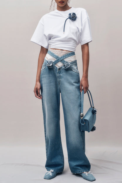 Adrienne Floral Cross Jeans