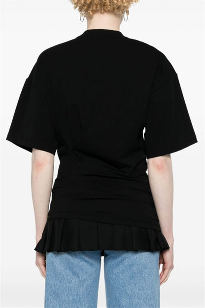 Adrienne Ruched Floral  T-shirt - Black