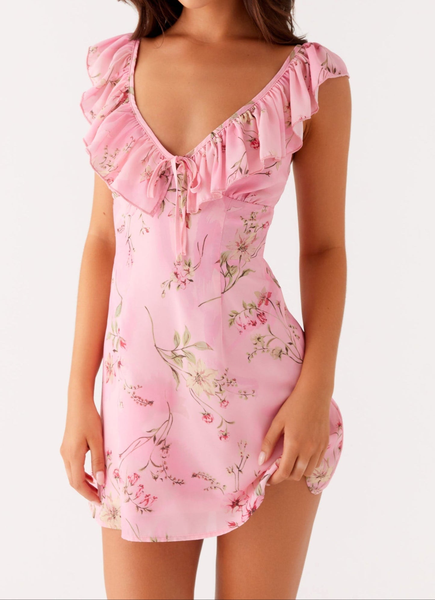 Giustina Mini Dress - Pink Floral Print