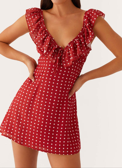 Agnola Mini Dress - Red Polka Dot