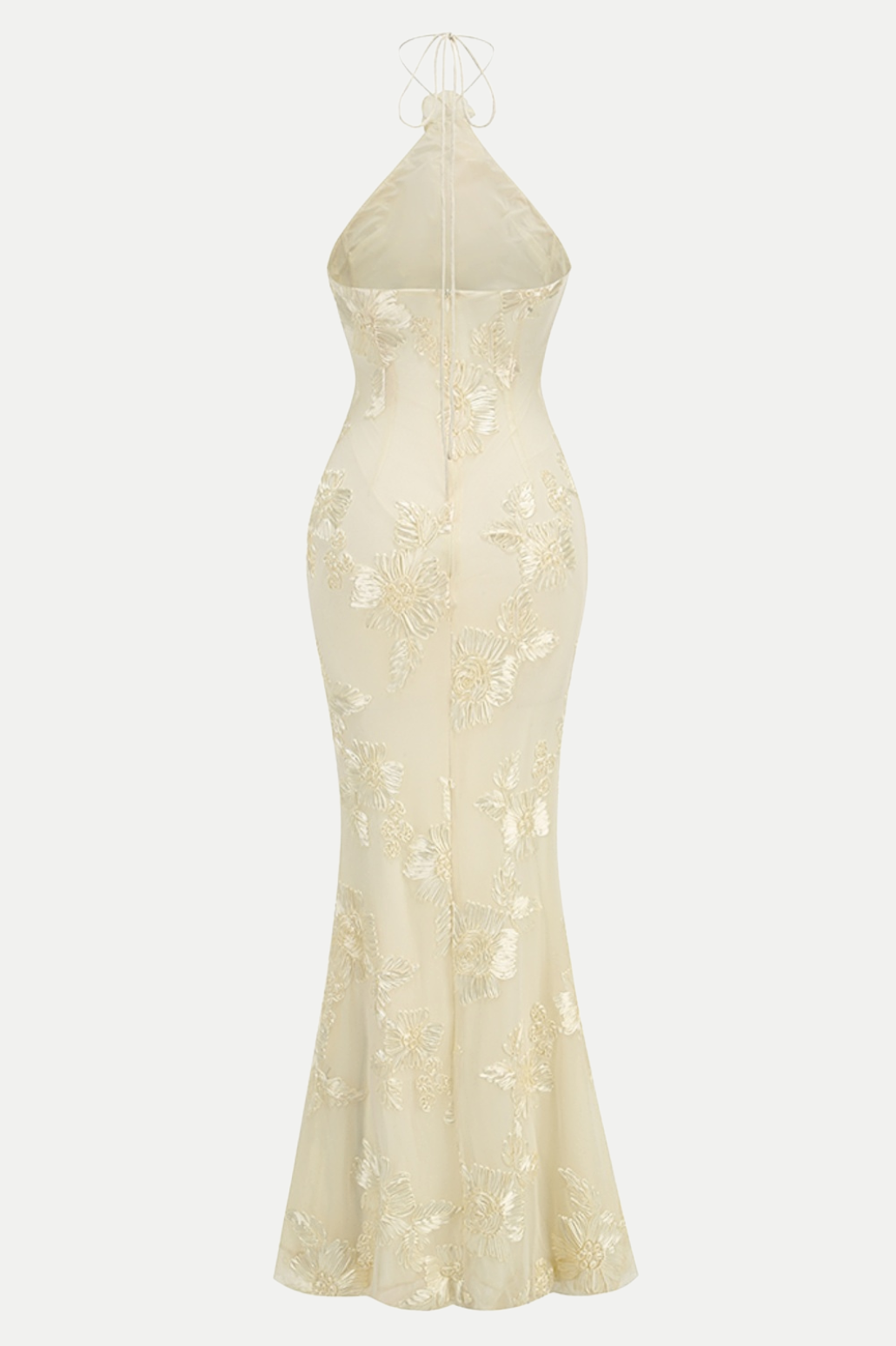 Aenkins Floral Halter Maxi Dress - Beige