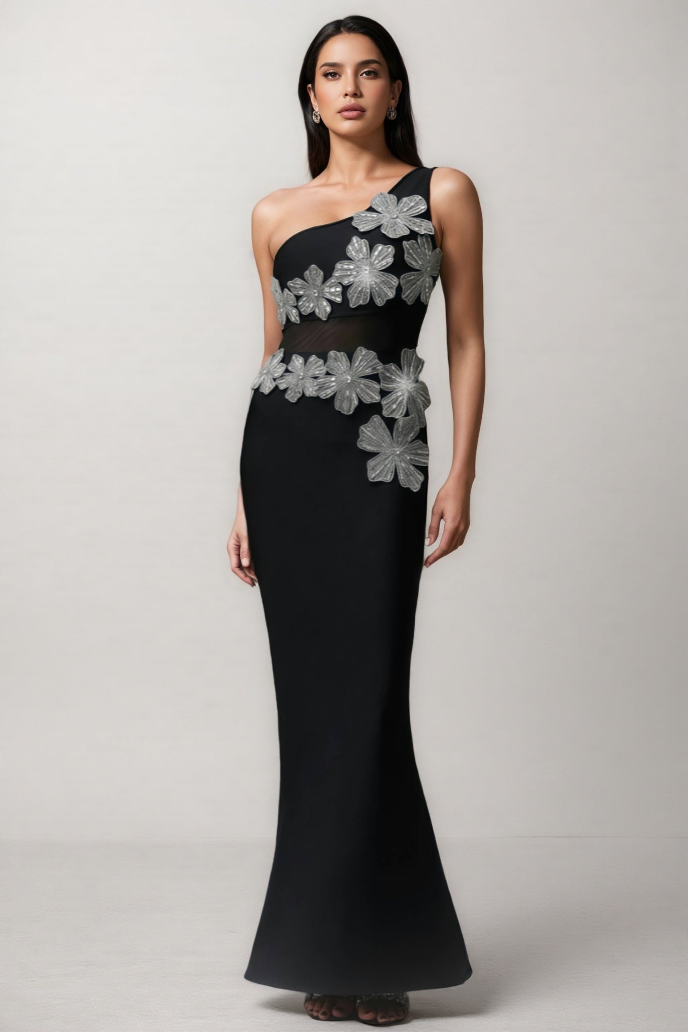 Revits Diamond Flowers Bandage Maxi Dress