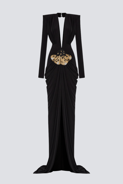 Agata V-neck Ruched Maxi Dress