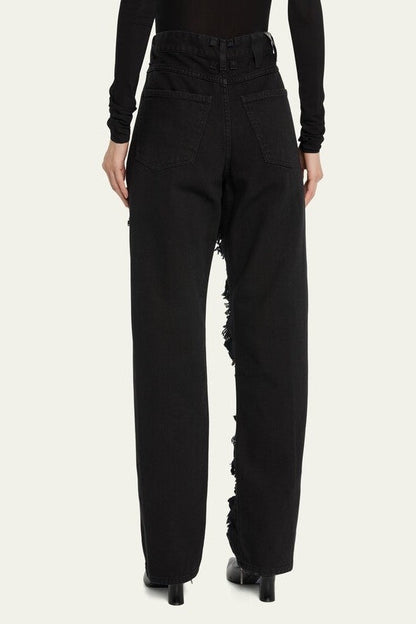 Ainsley Crystal Mesh Straight-Leg Jeans