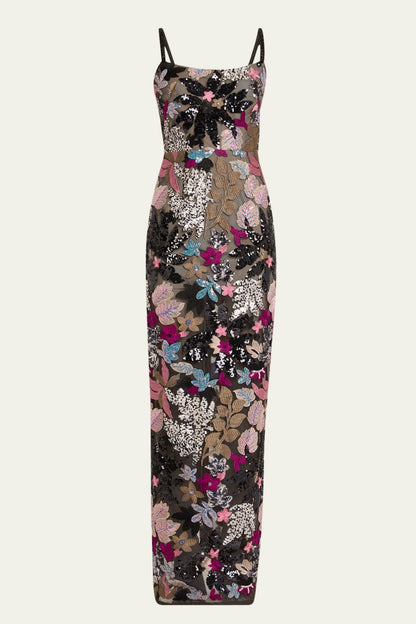 Aislinn Floral Sequin Embroidered Maxi Dress