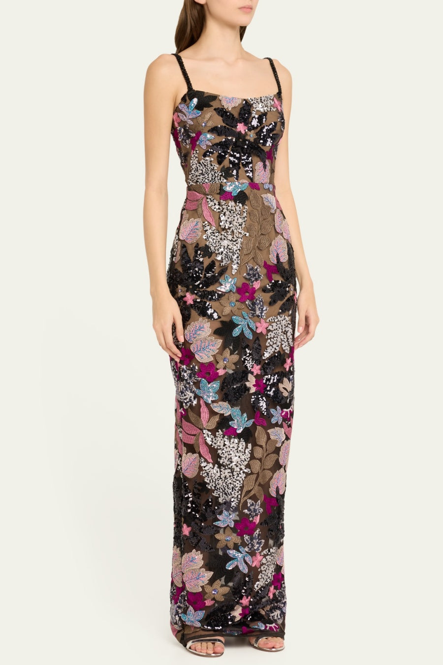 Aislinn Floral Sequin Embroidered Maxi Dress