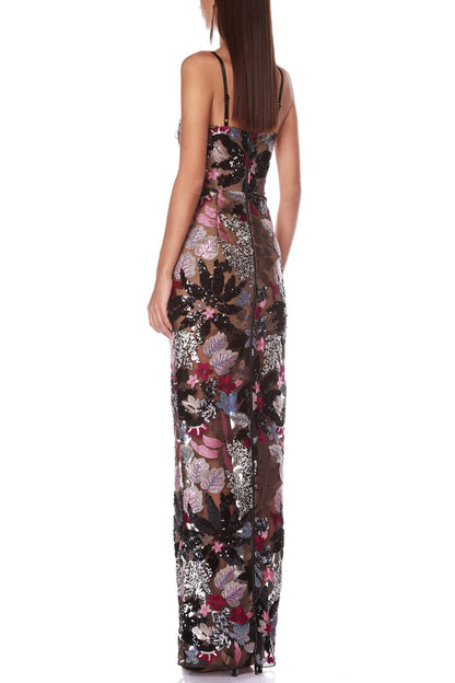 Aislinn Floral Sequin Embroidered Maxi Dress