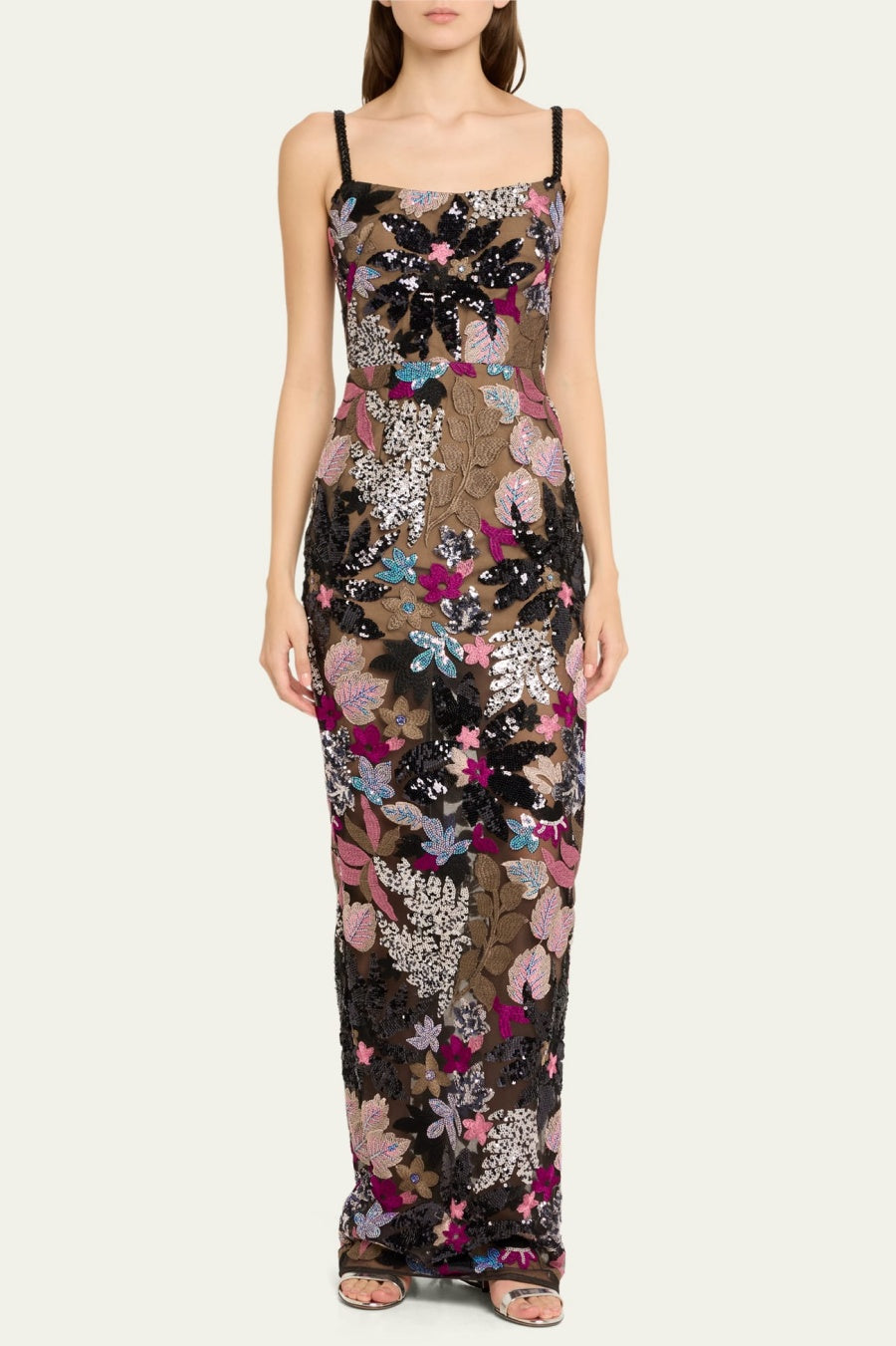 Aislinn Floral Sequin Embroidered Maxi Dress