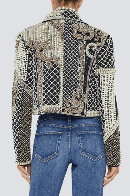 Akili Pearl Embellished Cropped Blazer