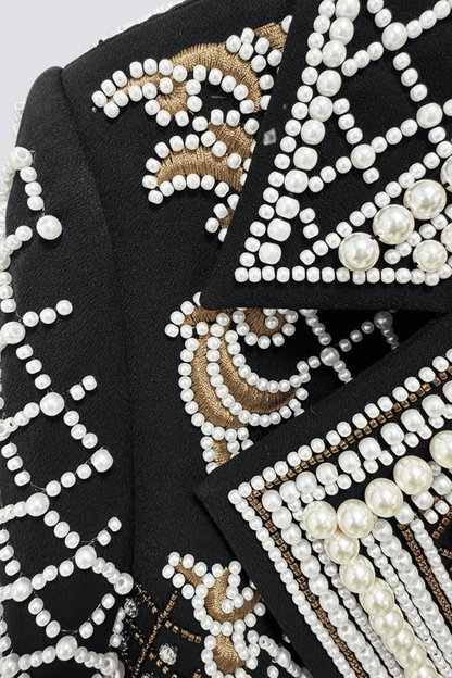 Akili Pearl Embellished Cropped Blazer