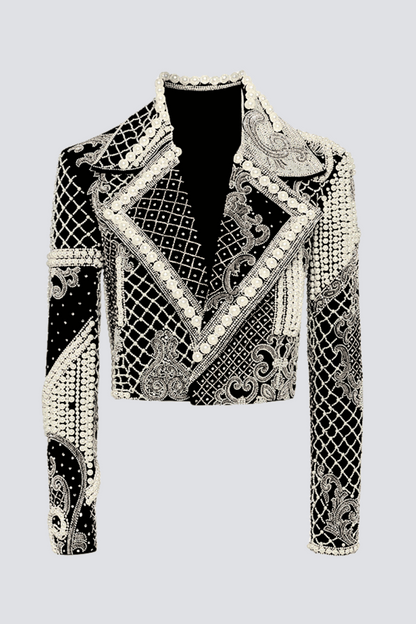 Akili Pearl Embellished Cropped Blazer