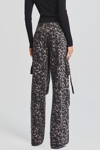 Alaysia Leopard Printed Cargo Jeans