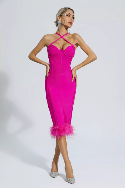 Aleah Rose Red Halterneck Bandage Dress